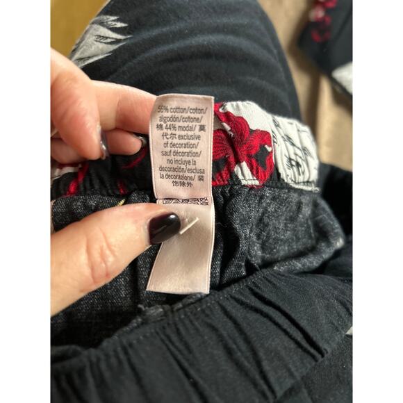 VS Black Swan Print PJs Set L Button Top & Pants Cozy Sleepwear - Picture 7 of 9